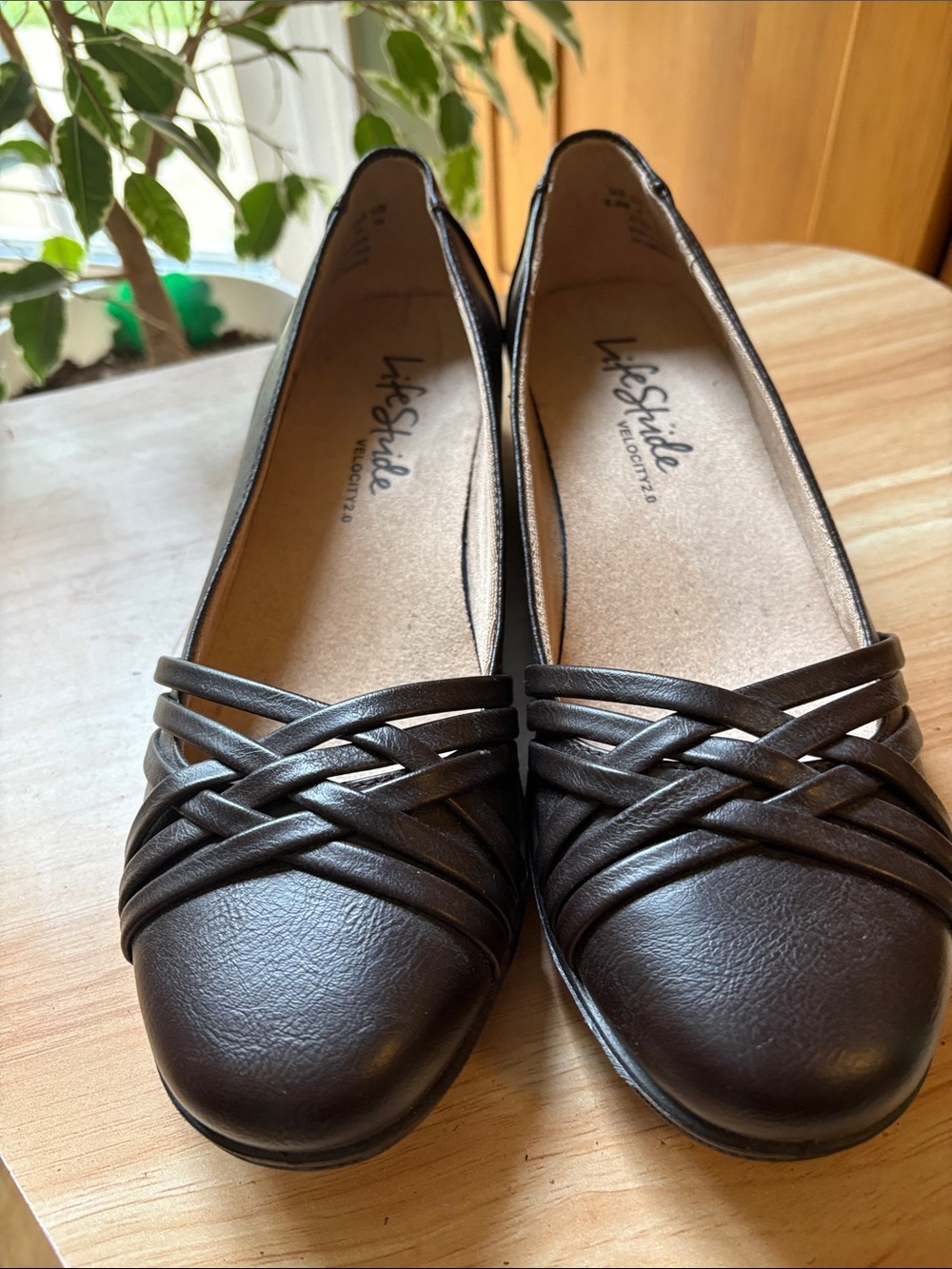 As NEW! Life Stride Brown Braided-Strap Ballet Flats never worn - Picture 2 of 7